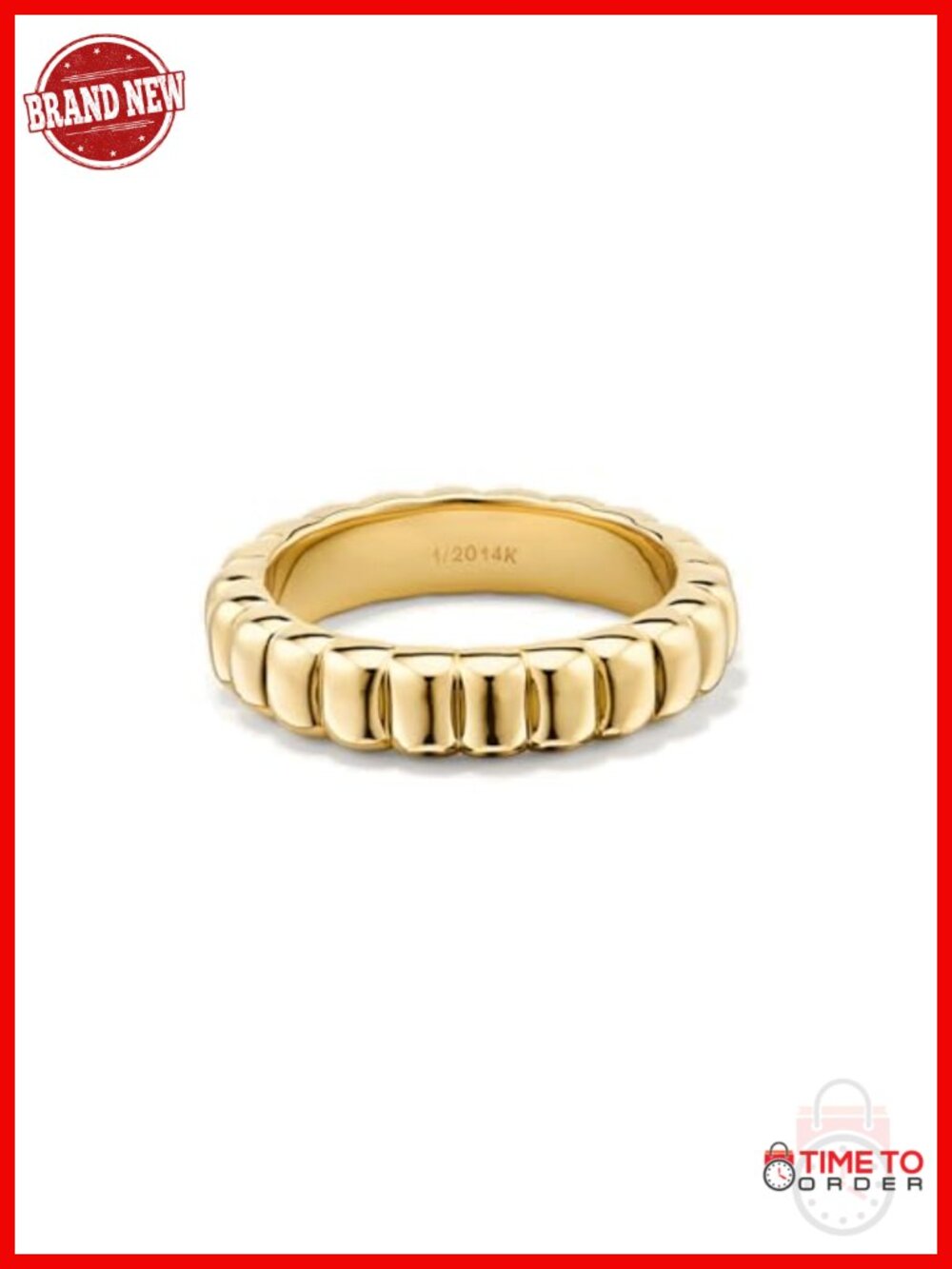 14K Gold Filled Chunky Statement Ring, Stackable Band for Women